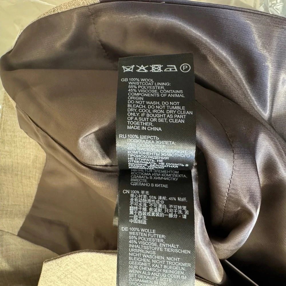 Reiss Waistcoat Men 36 Light Brown Rope-Textured Wool Formal Vest‎ NEW